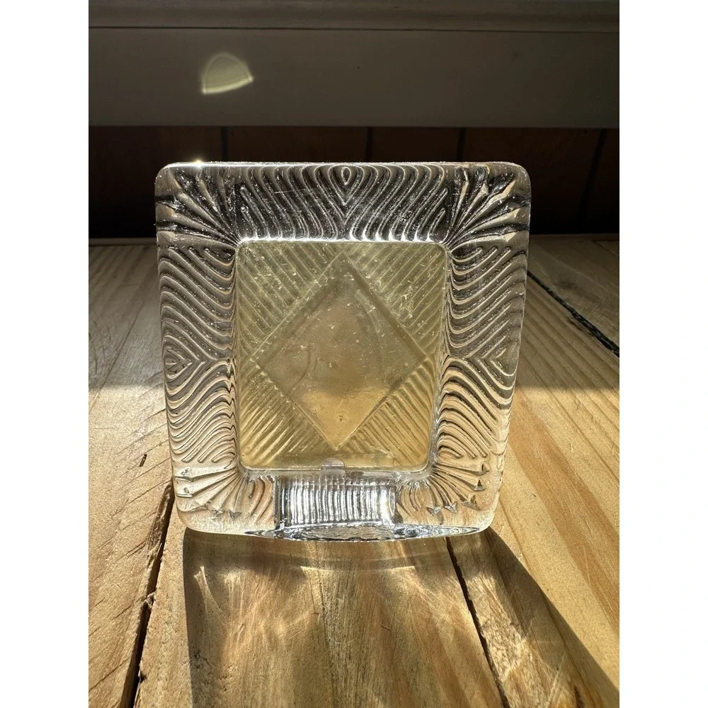 Vintage Heavy Square Carved Glass Picture Frame
